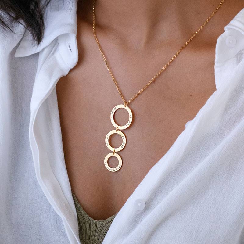 Personalized Vertical Hanging 3 Circles Necklace in Gold Plating-3 product photo