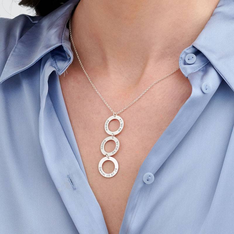 Personalized Vertical Hanging 3 Circles Necklace in Sterling Silver-2 product photo