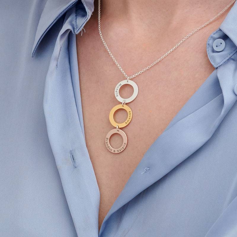 Personalized Vertical Hanging 3 Circles Necklace in Tri-color-5 product photo