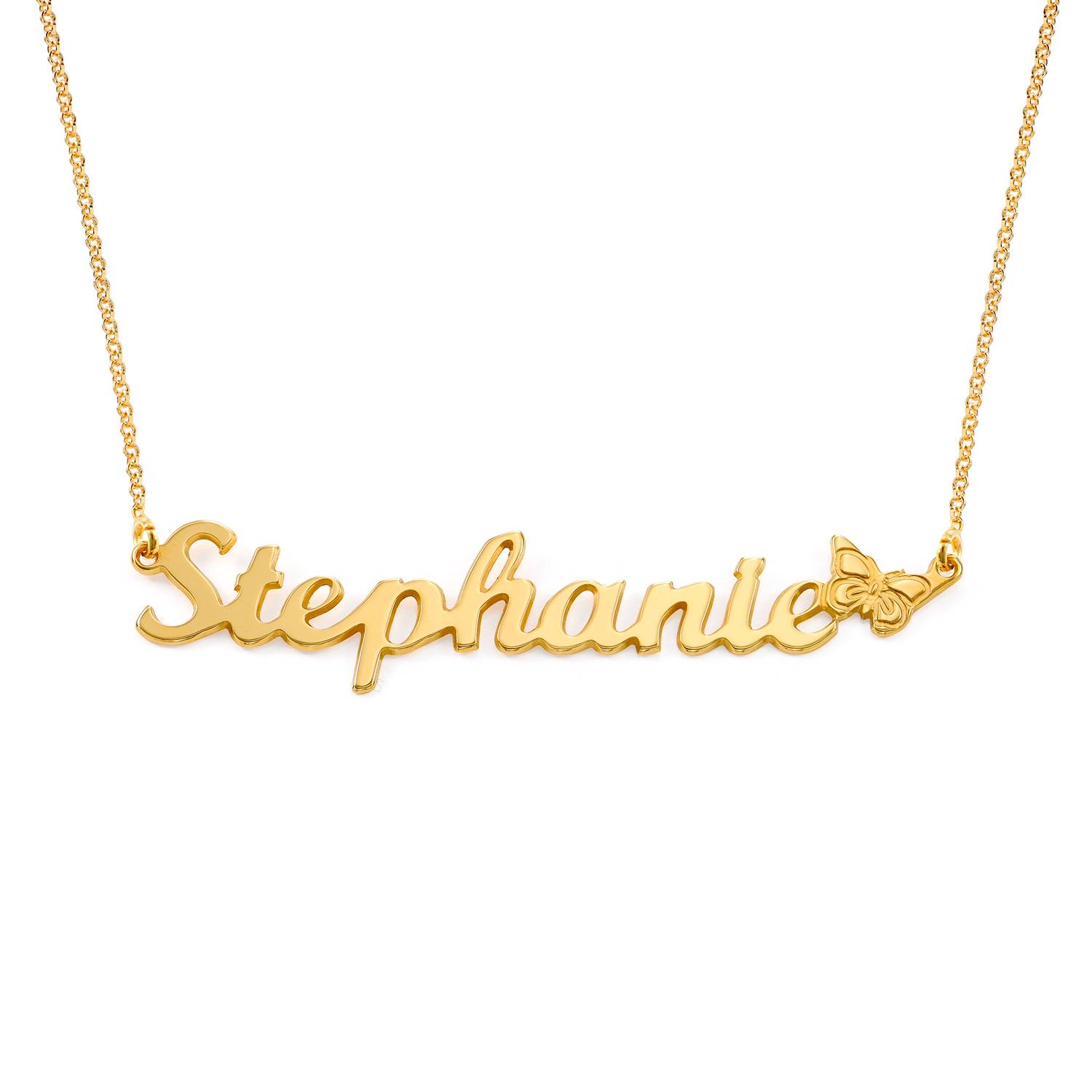 Butterfly Name Necklace in 10K Yellow Gold for Girls-1 product photo