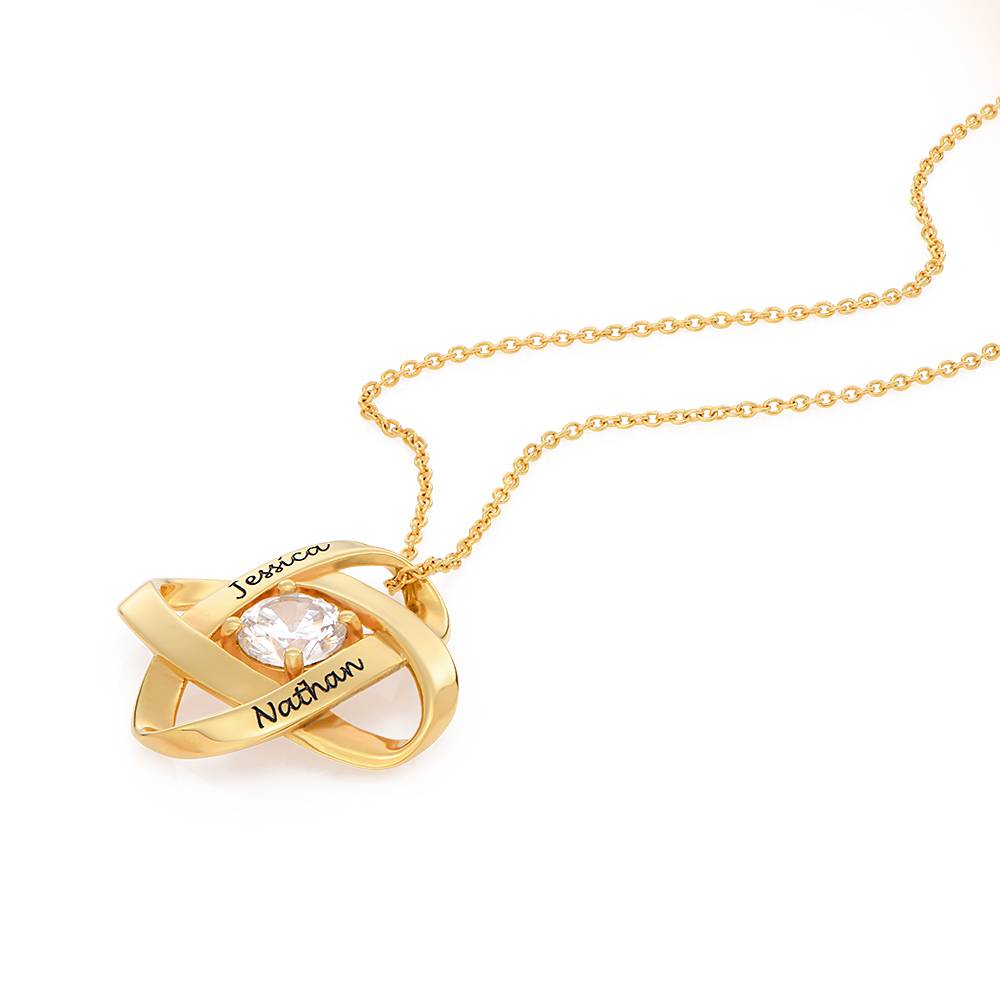 Engraved Eternal Necklace with Cubic Zirconia in Gold Plating-5 product photo