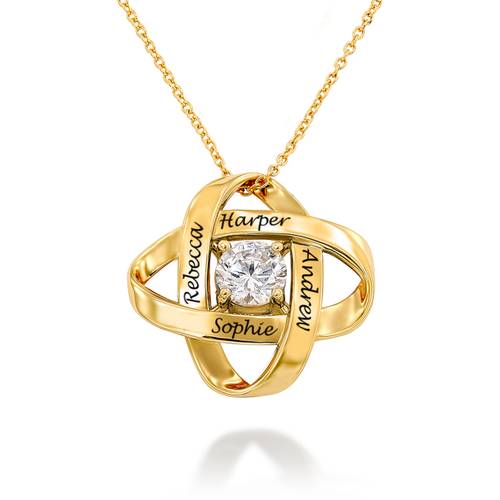 Engraved Eternal Necklace with Cubic Zirconia in Gold Plating product photo