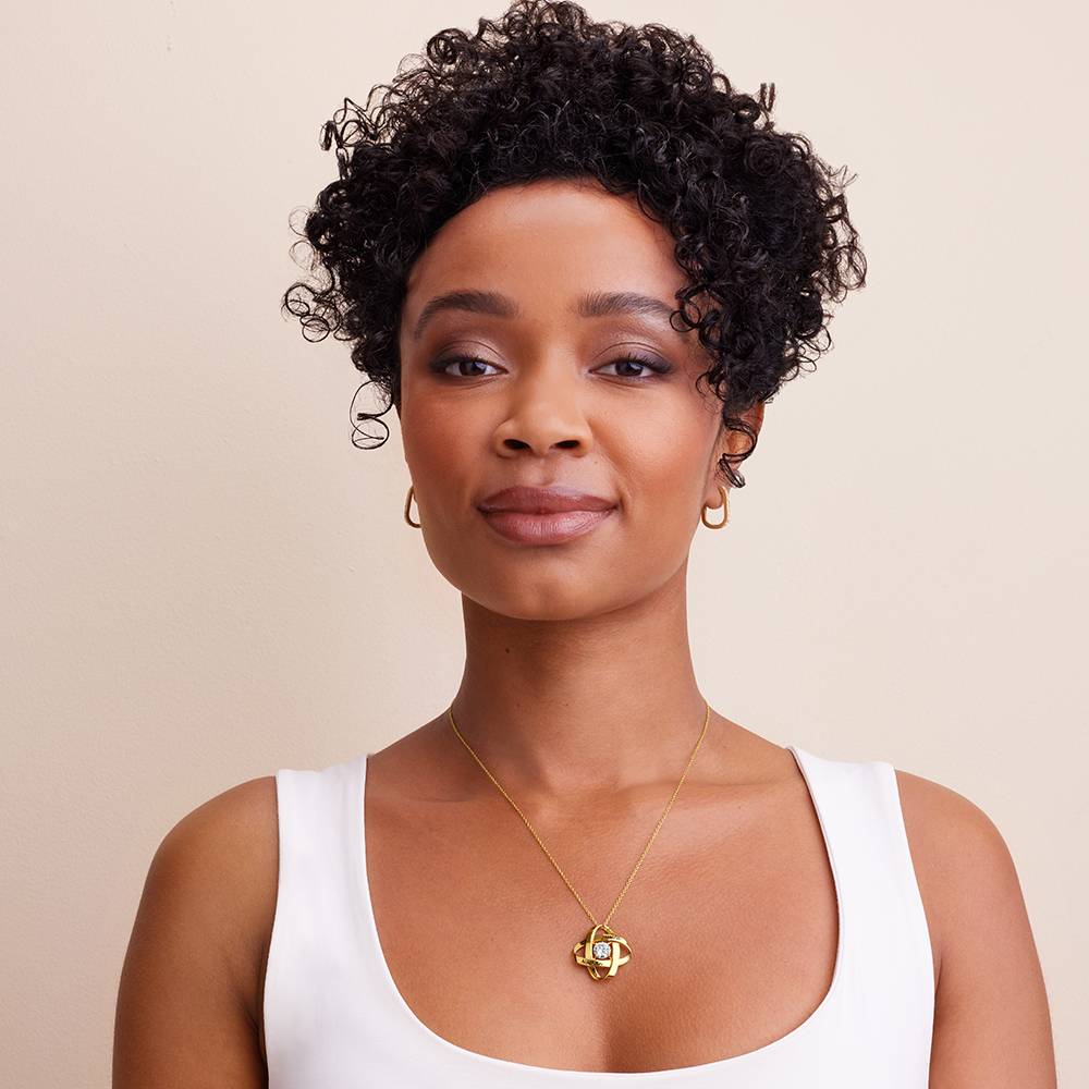 Engraved Eternal Necklace with Cubic Zirconia in Gold Plating-5 product photo