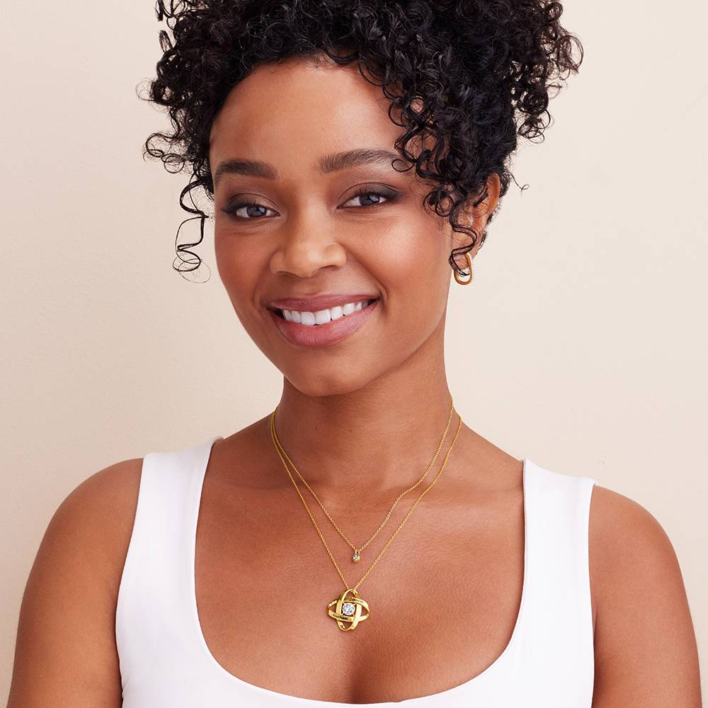 Engraved Eternal Necklace with Cubic Zirconia in Gold Plating-4 product photo