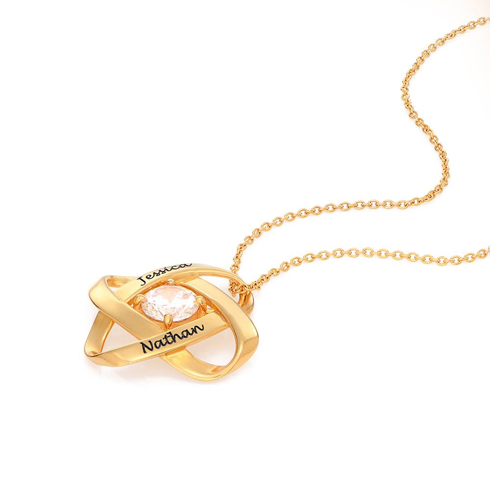 Engraved Eternal Necklace with Cubic Zirconia in Gold Vermeil-4 product photo