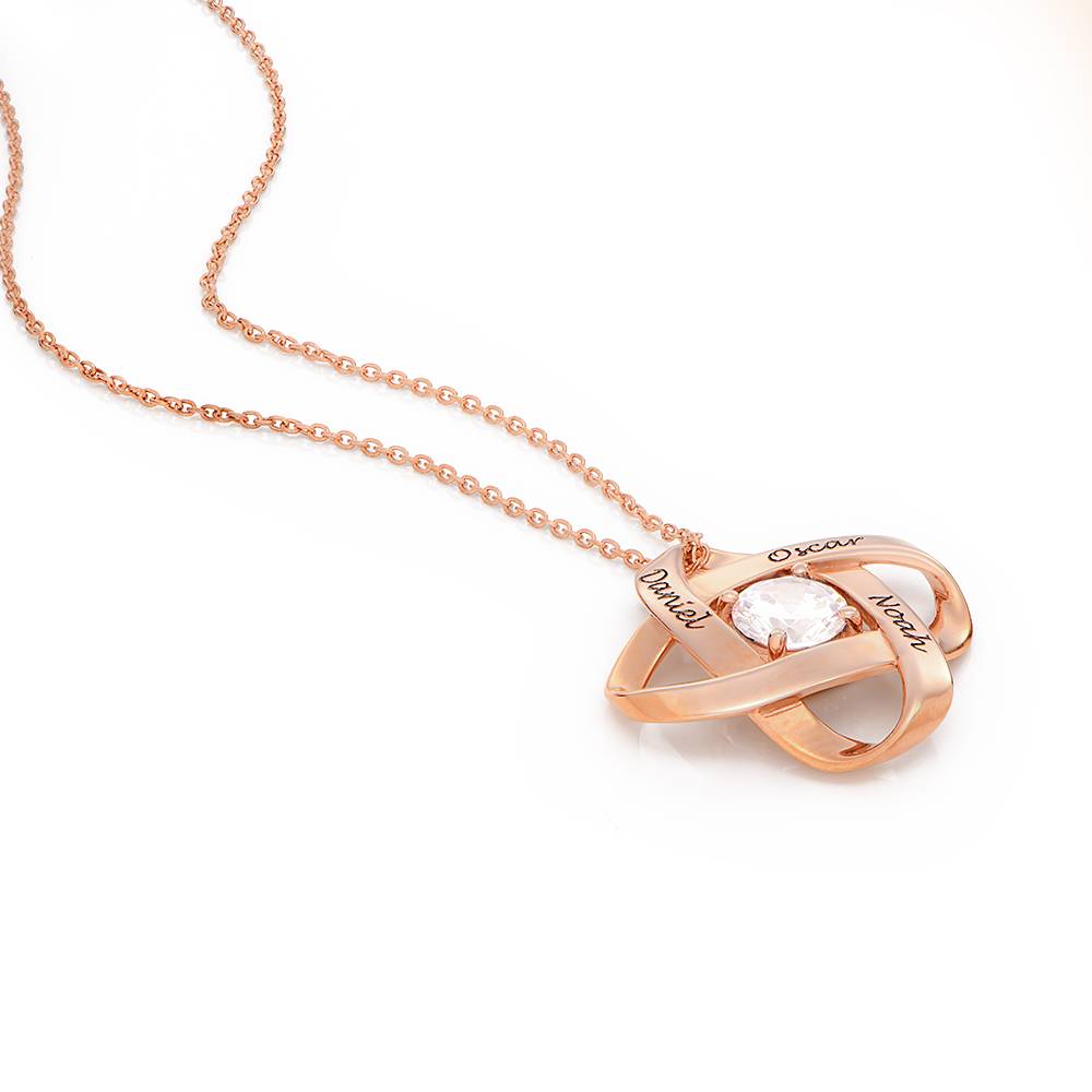 Engraved Eternal Necklace with Cubic Zirconia in Rose Gold Plating-5 product photo