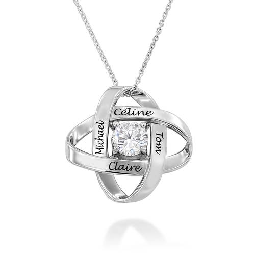 Engraved Eternal Necklace with Cubic Zirconia in Sterling Silver product photo