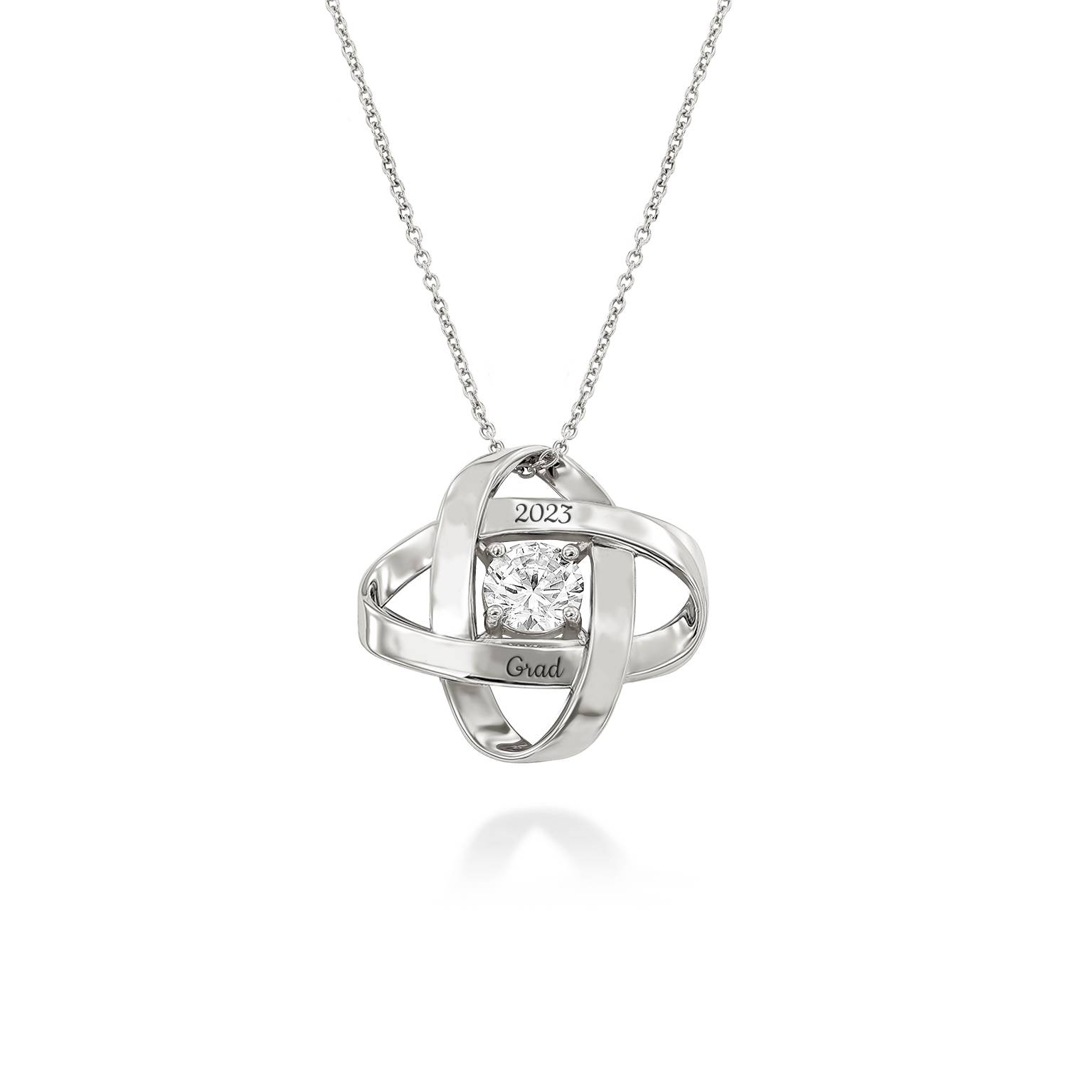 Engraved Eternal Necklace with Cubic Zirconia in Sterling Silver-2 product photo