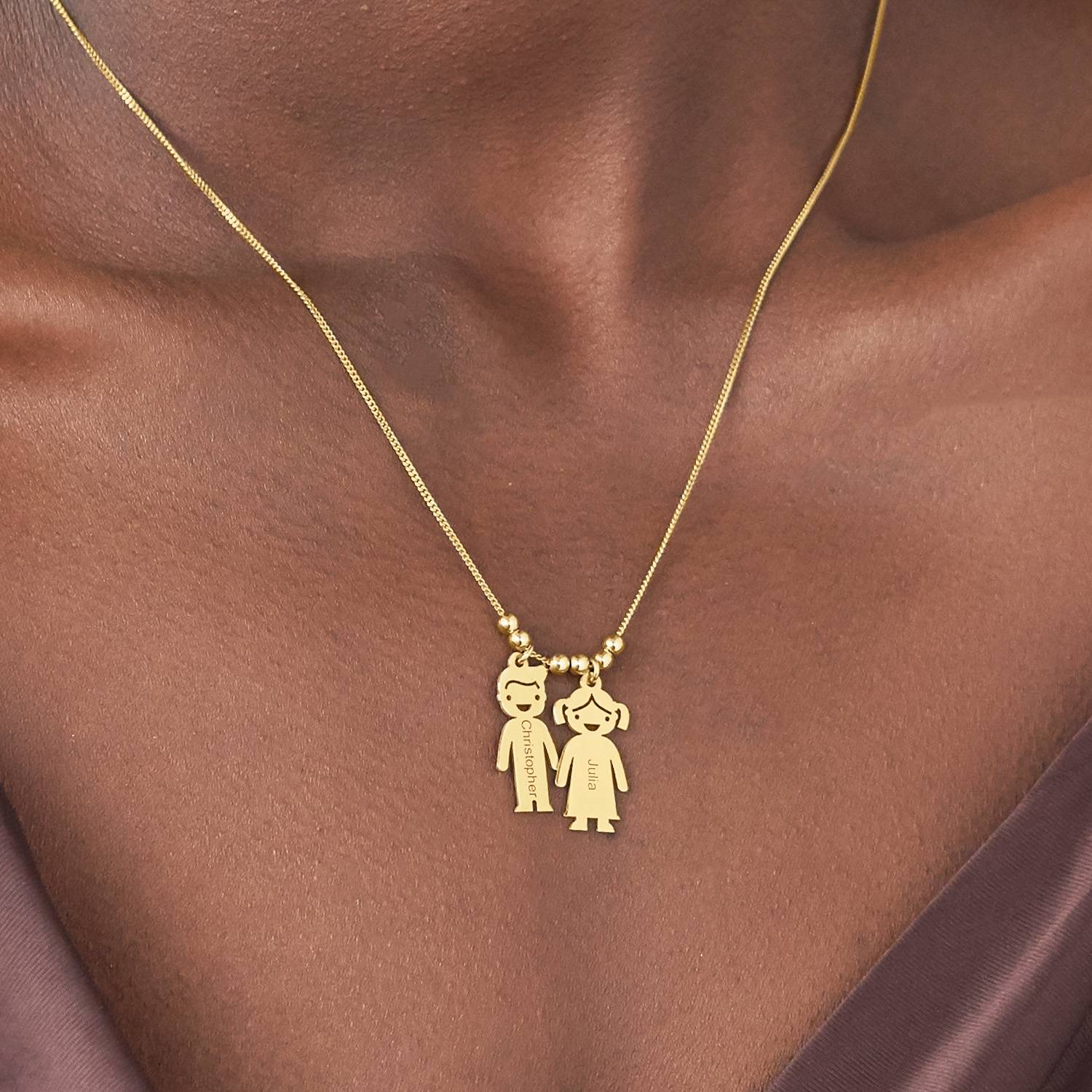 Personalized Kids Charm Necklace For Mom In Gold Vermeil-3 product photo