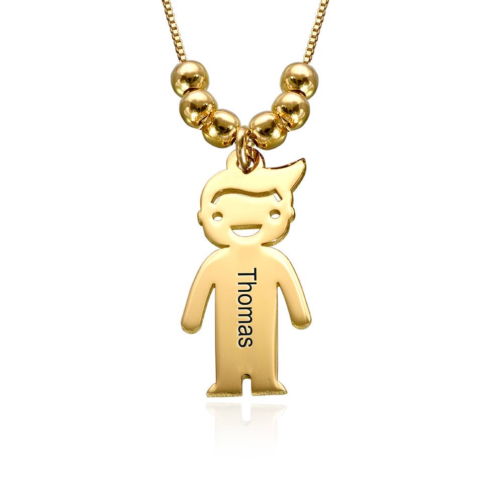 Personalized Kids Charm Necklace For Mom In Gold Vermeil-9 product photo
