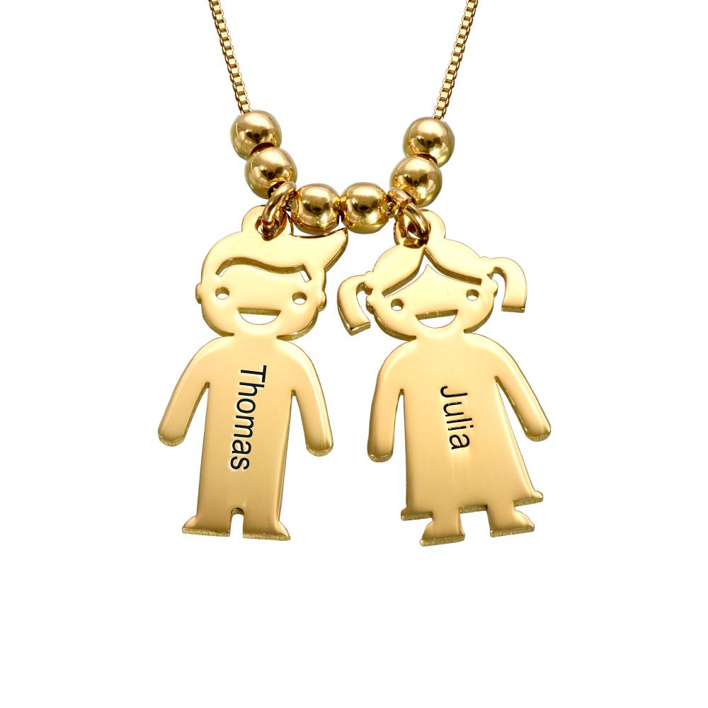 Personalized Kids Charm Necklace For Mom In Gold Vermeil-5 product photo
