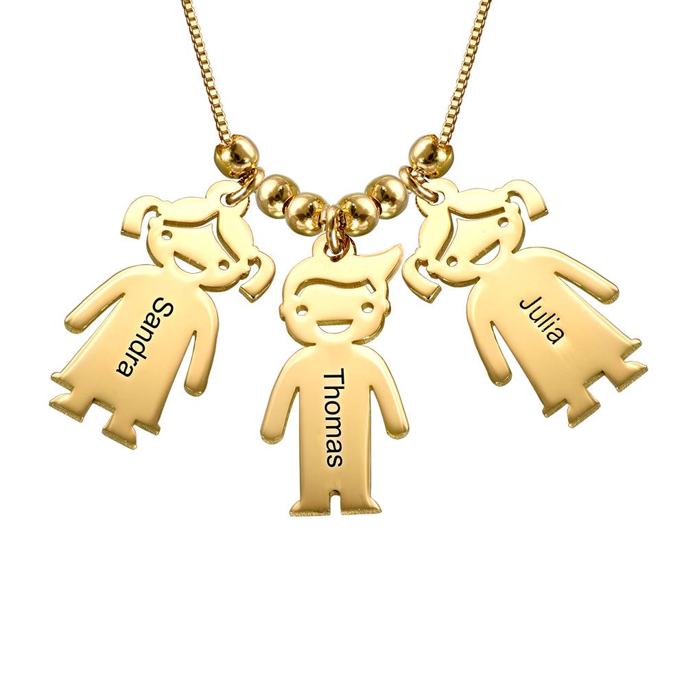 Personalized Kids Charm Necklace For Mom In Gold Vermeil-6 product photo