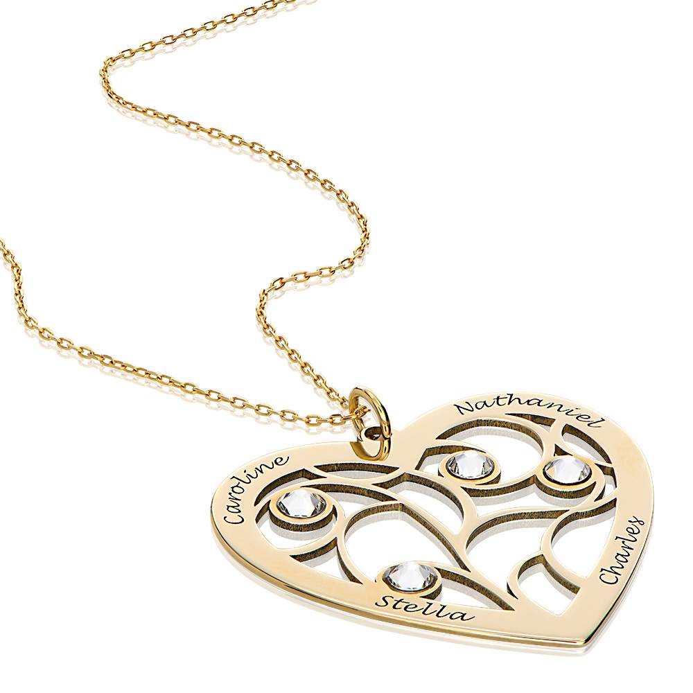 Engraved Heart Family Tree Necklace in Gold 10k-3 product photo