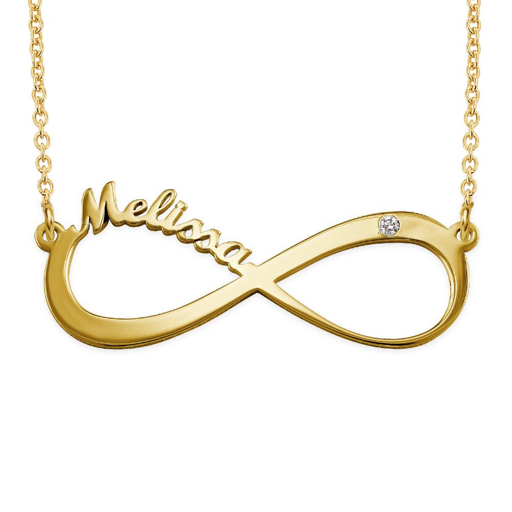 Personalized Infinity Diamond Necklace in 18K Gold Vermeil-5 product photo