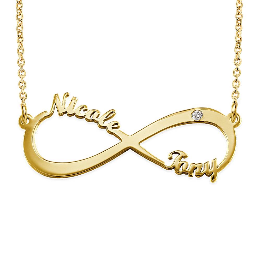 Personalized Infinity Diamond Necklace in 18K Gold Vermeil-1 product photo