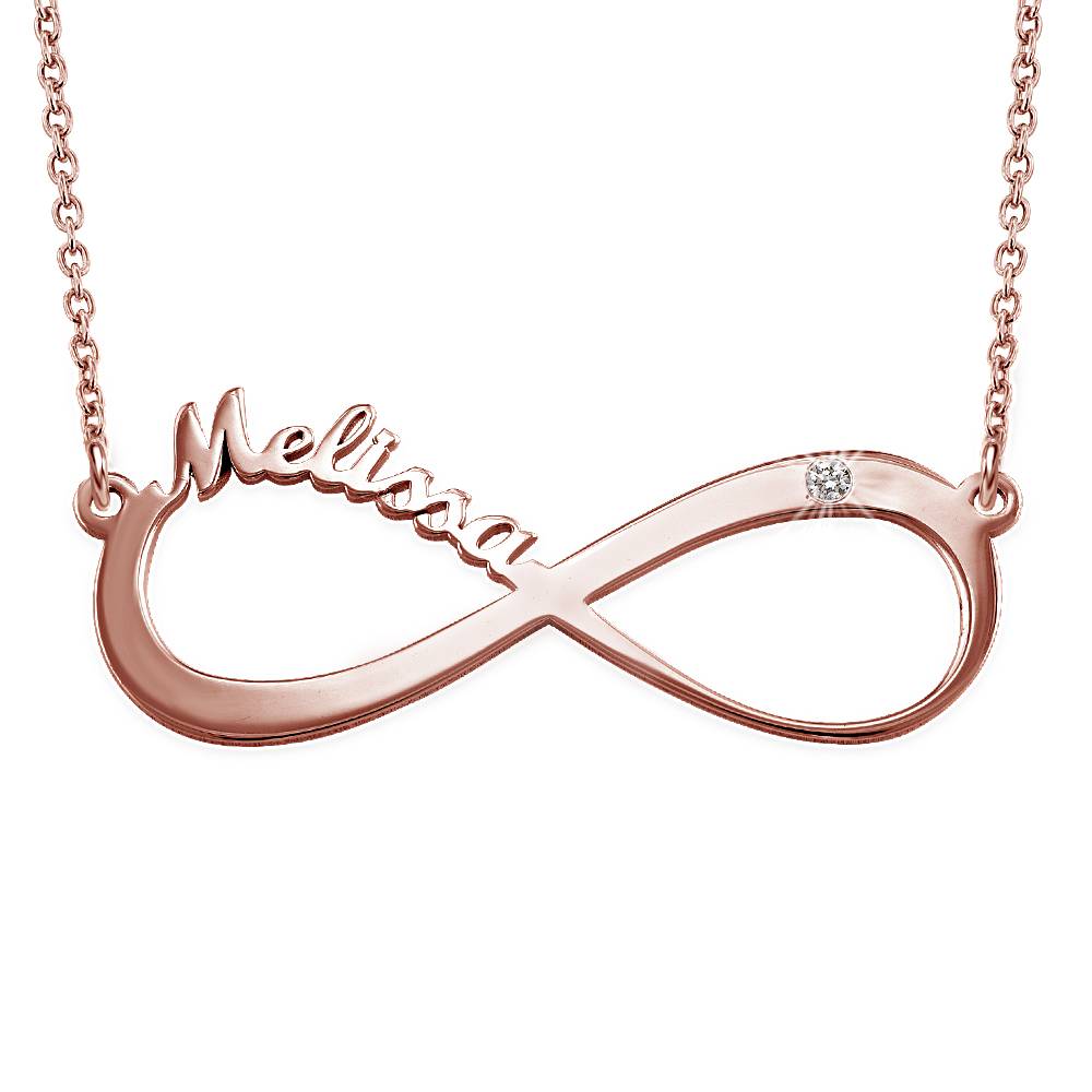 Personalized Infinity Diamond Necklace in Rose Gold Plated-1 product photo