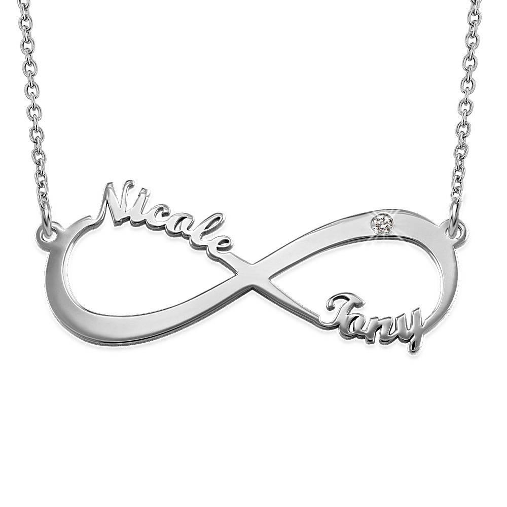 Personalized Infinity Diamond Necklace in sterling silver-2 product photo