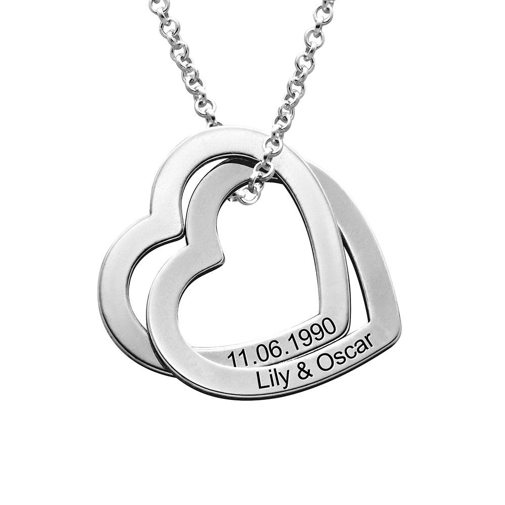 Intertwined Hearts Necklace with Engraving in Silver-4 product photo
