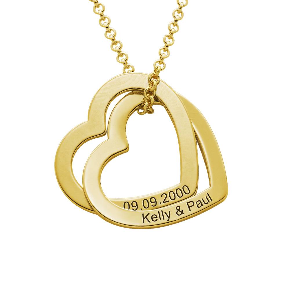 Intertwined Hearts Necklace with Engraving in Gold Plating-2 product photo