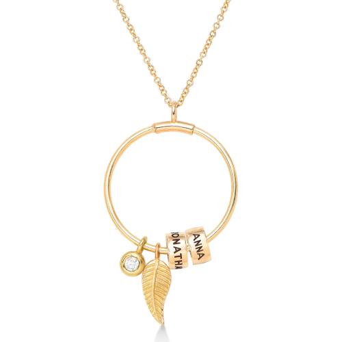 Linda Circle Pendant Necklace in 10k Yellow Gold with Lab-grown Diamond product photo