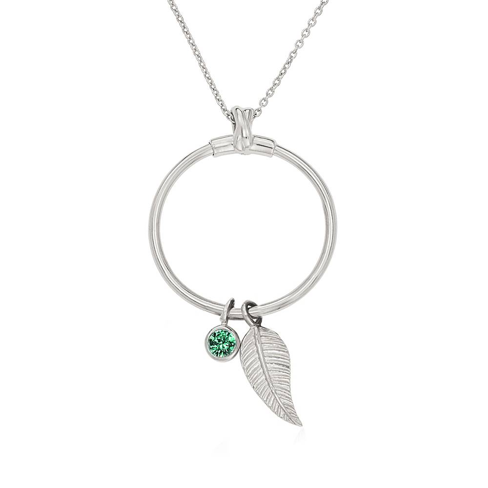 Linda Circle with Leaf and Green CZ - Non Personalized-1 product photo