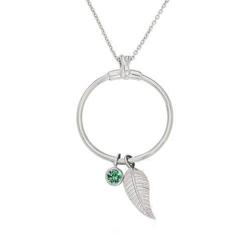 Linda Circle with Leaf and Green CZ - Non Personalized product photo