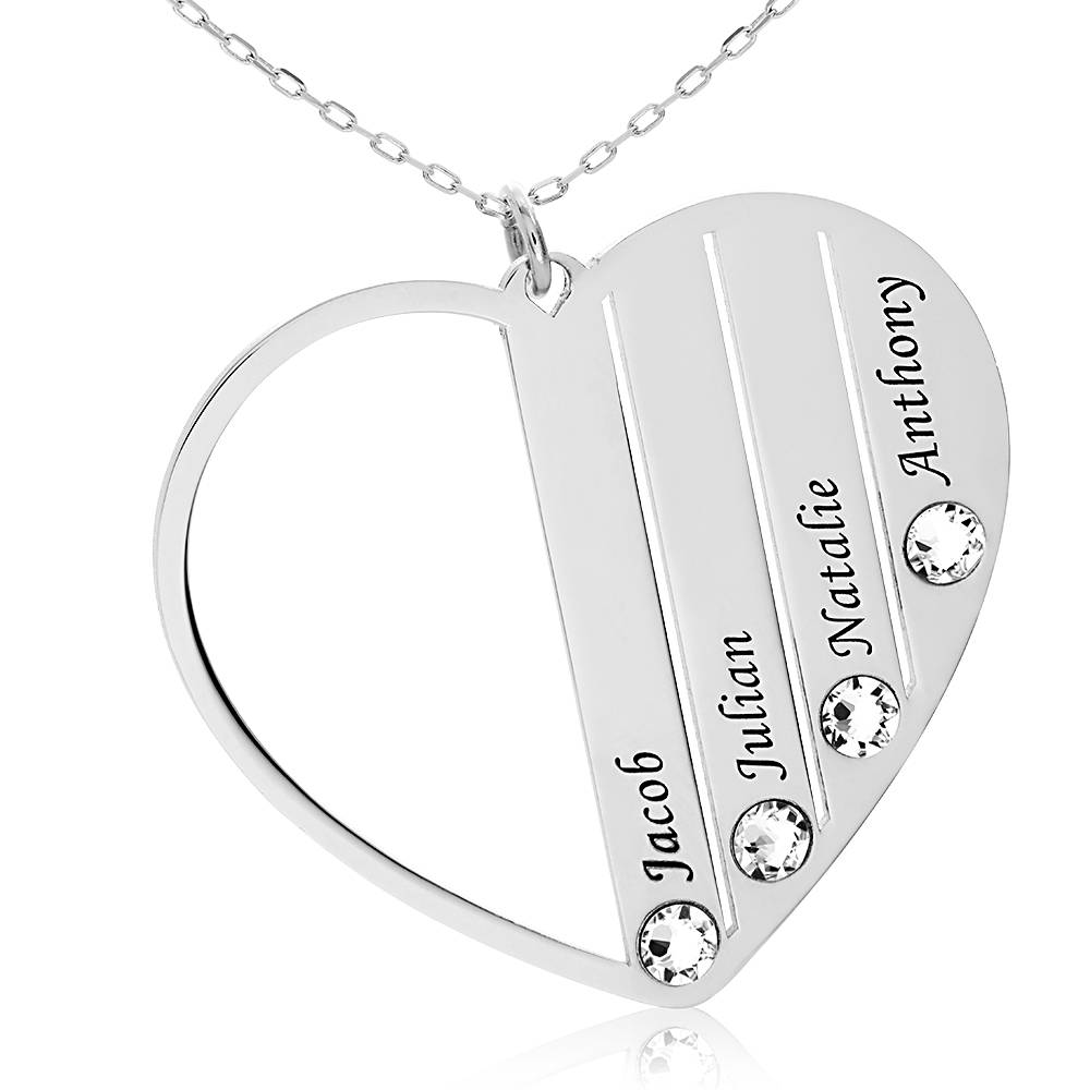 Heart Shaped Birthstone Necklace for Mom in 10K White Gold-1 product photo