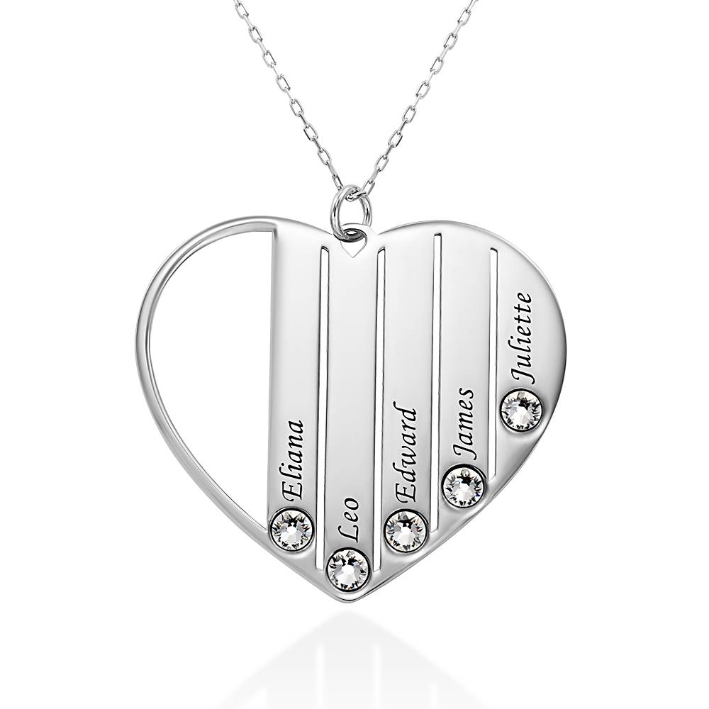 Heart Shaped Birthstone Necklace for Mom in 10K White Gold-2 product photo