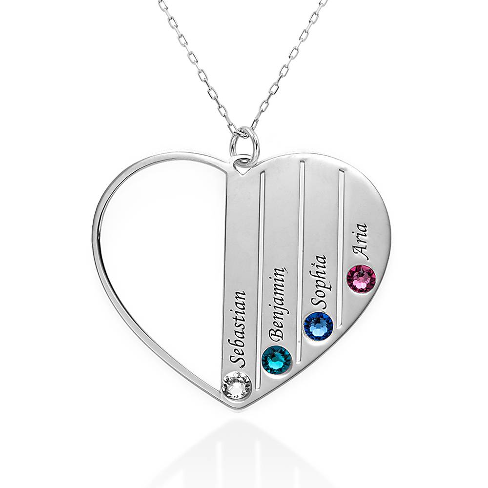 Heart Shaped Birthstone Necklace for Mom in 10K White Gold-3 product photo