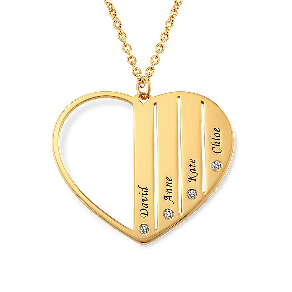 Heart Shaped Diamond Necklace in 18K Gold Vermeil-6 product photo