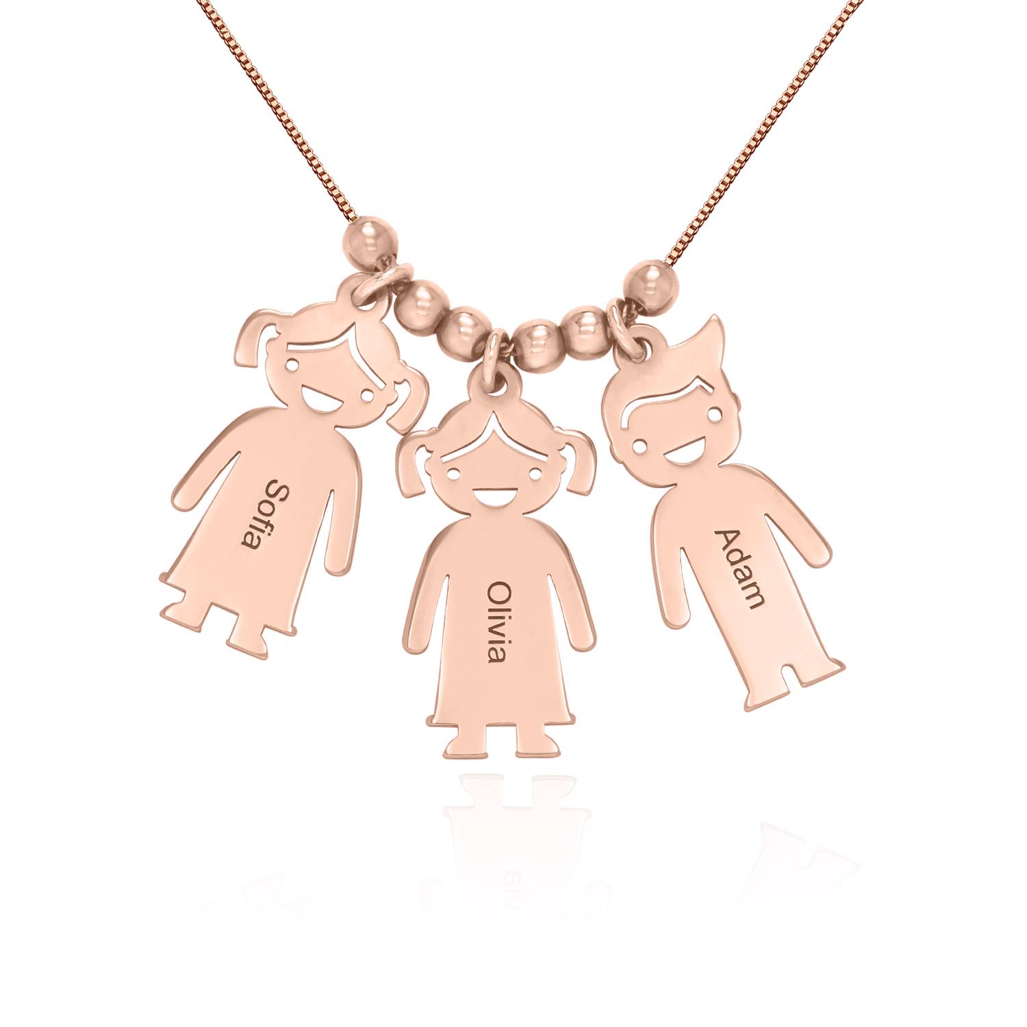 Personalized Kids Charm Necklace for Mom in Rose Gold Plating-7 product photo