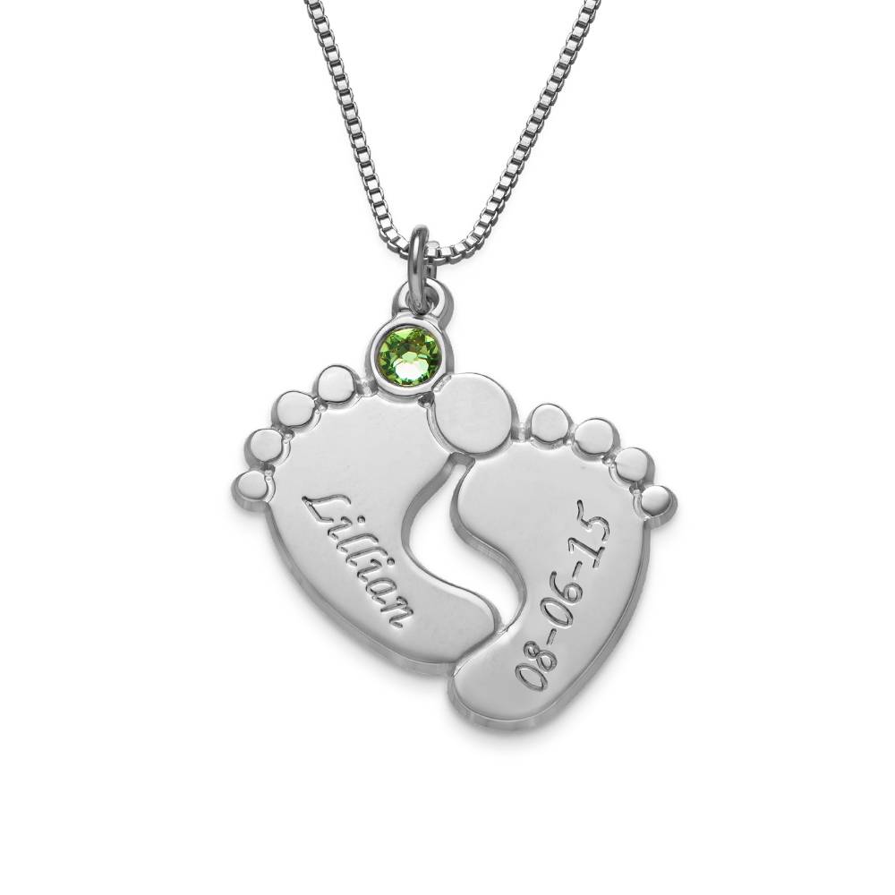 Baby Feet Necklace with a Birthstone-4 product photo