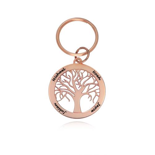 Family Tree Keychain with engravings in Rose Gold Plating product photo