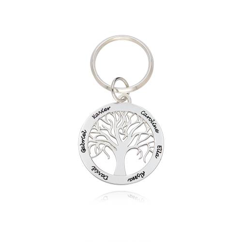 Family Tree Keychain with engravings in Sterling Silver product photo