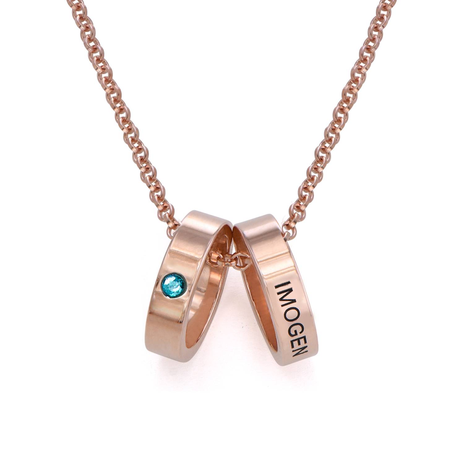 Mother Ring Necklace with Engraving - Rose Gold Plating-4 product photo