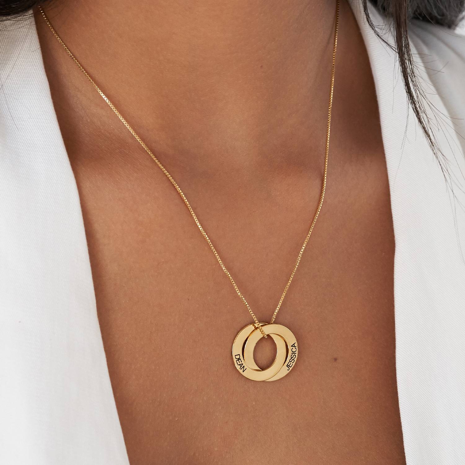 Russian Ring Necklace with 2 Rings – Gold Vermeil-1 product photo