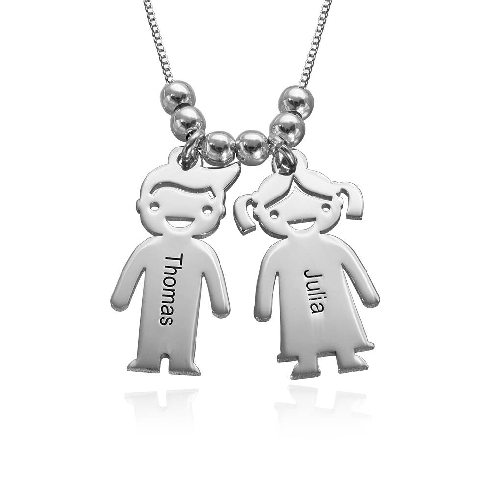 Personalized Kids Charm Necklace for Mom in Sterling Silver-7 product photo