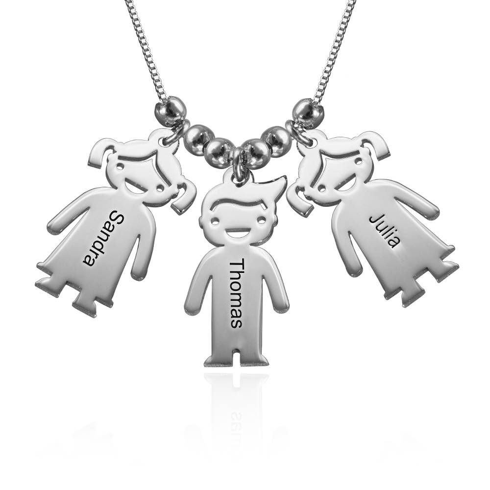 Personalized Kids Charm Necklace for Mom in Sterling Silver-8 product photo