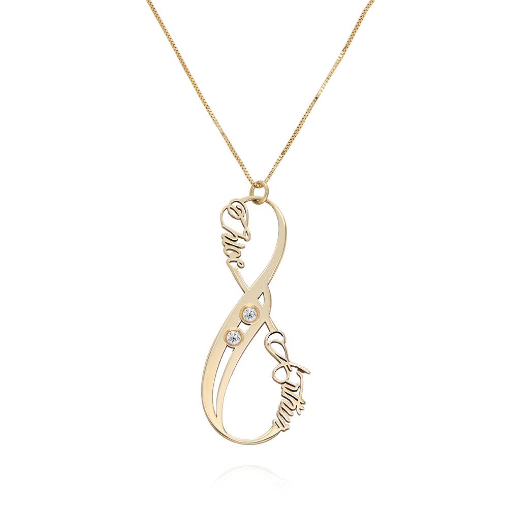 Personalized Vertical infinity Necklace with Birthstones - 14K Gold-5 product photo