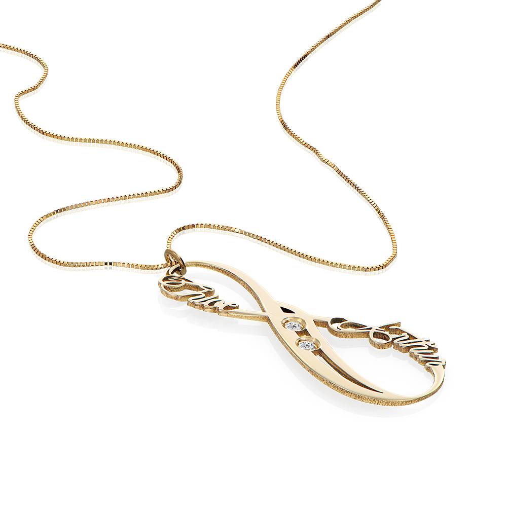 Personalized Vertical infinity Necklace with Birthstones - 14K Gold-2 product photo