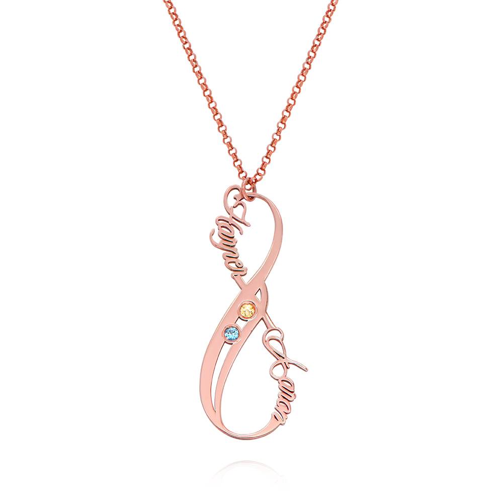 Personalized Vertical Infinity Necklace With Birthstones In Rose Gold Plating-4 product photo