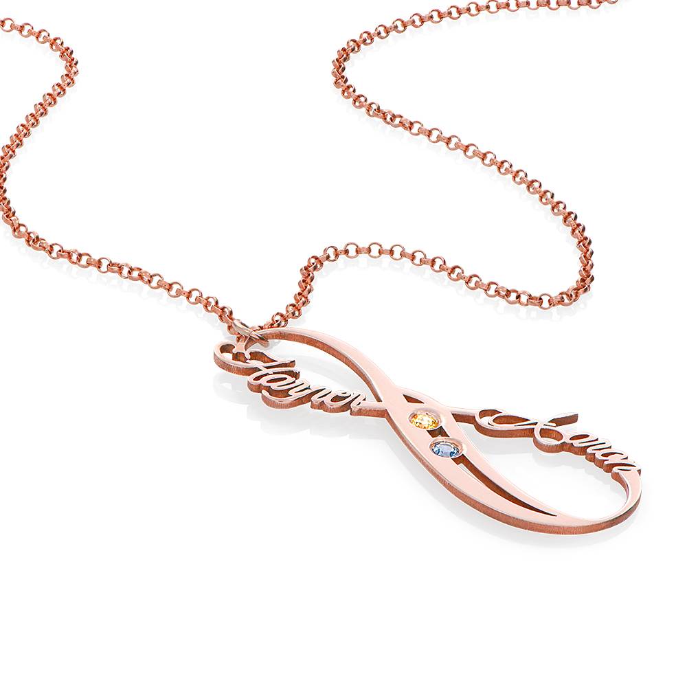 Personalized Vertical Infinity Necklace With Birthstones In Rose Gold Plating-5 product photo