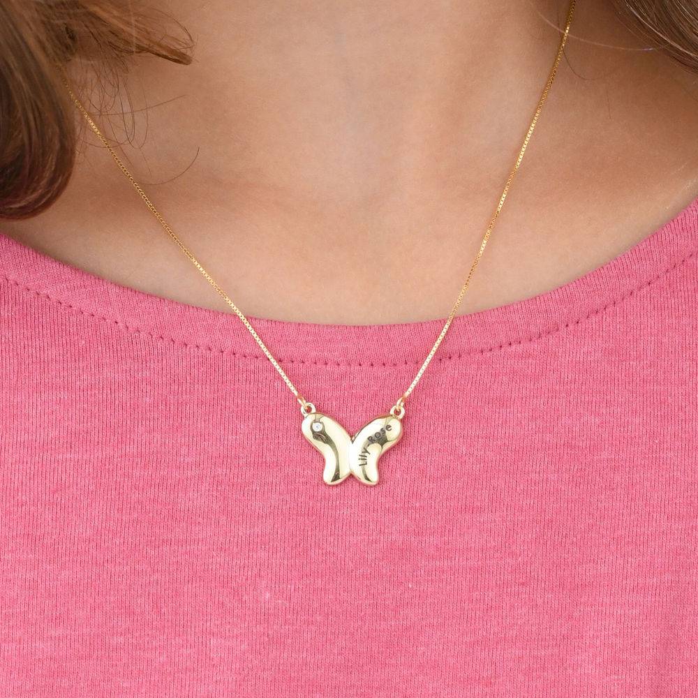Butterfly Pendant Necklace for Girls in 10K Gold with Cubic Zirconia-2 product photo