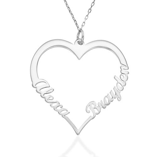 Custom Heart Necklace in 10K White Gold product photo