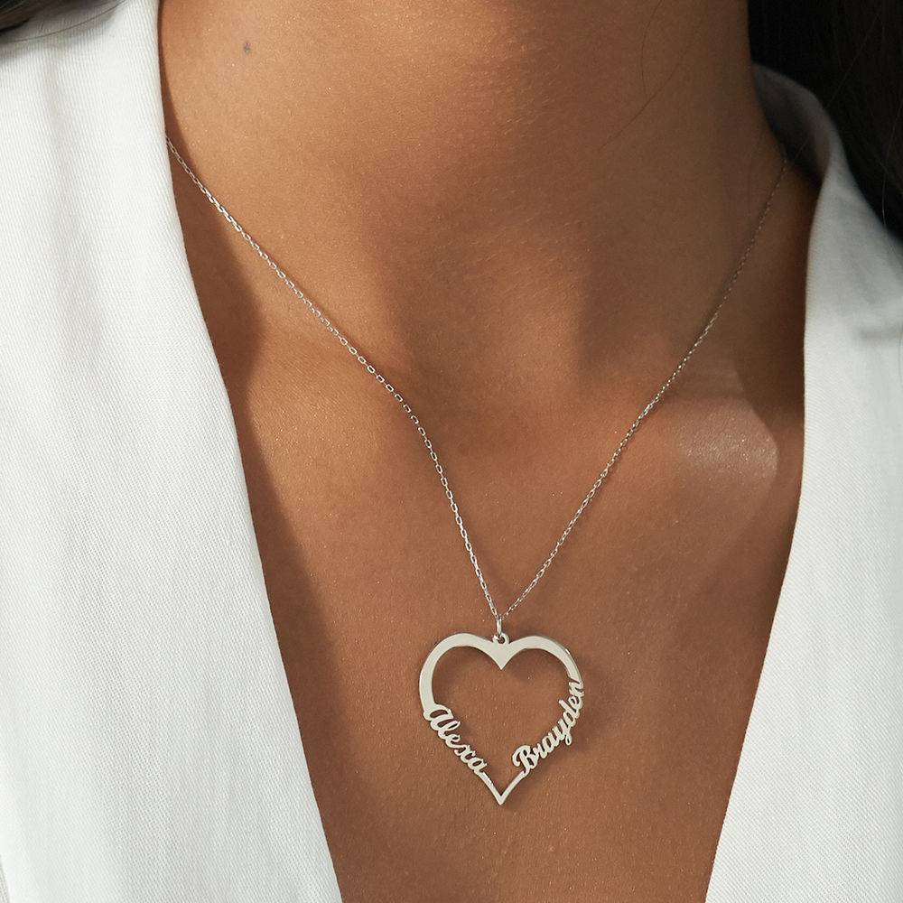 Custom Heart Necklace in 10K White Gold-4 product photo