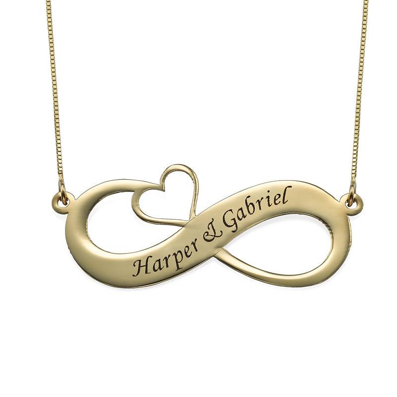 Custom Infinity Necklace with Cut Out Heart in 14K Gold-2 product photo