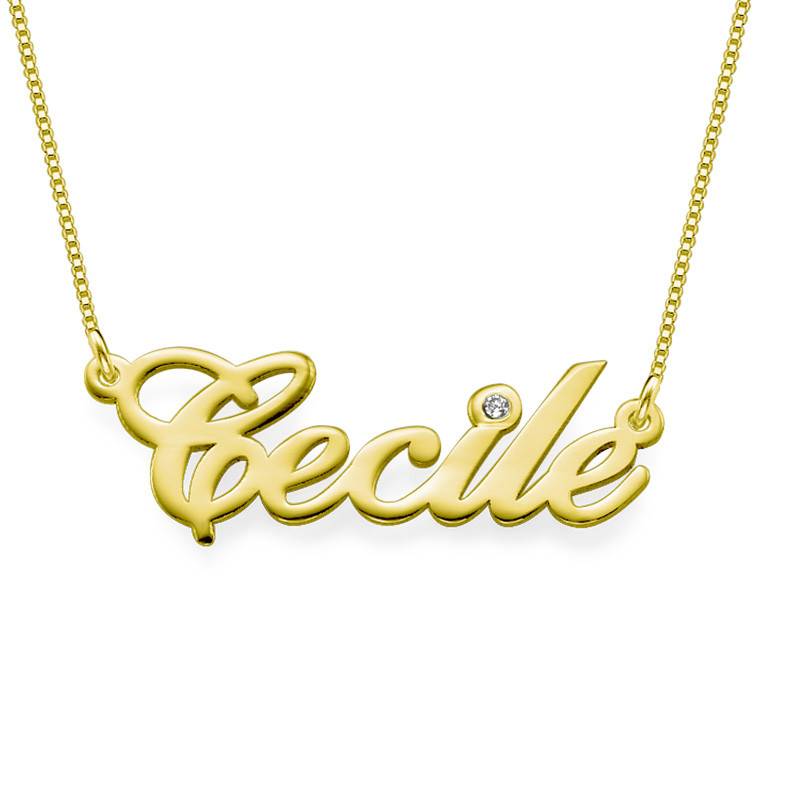 Name Necklace in 14K Gold with a Diamond-1 product photo