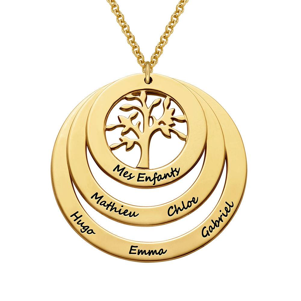 Family Circle Necklace with Hanging Family Tree - Gold Vermeil-4 product photo