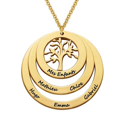 Family Circle Necklace with Hanging Family Tree - Gold Vermeil product photo