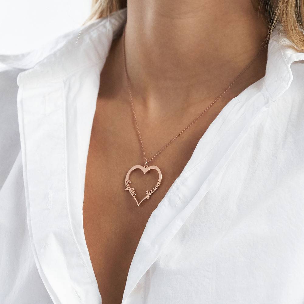 Custom Heart Necklace in 18K Rose Gold-3 product photo